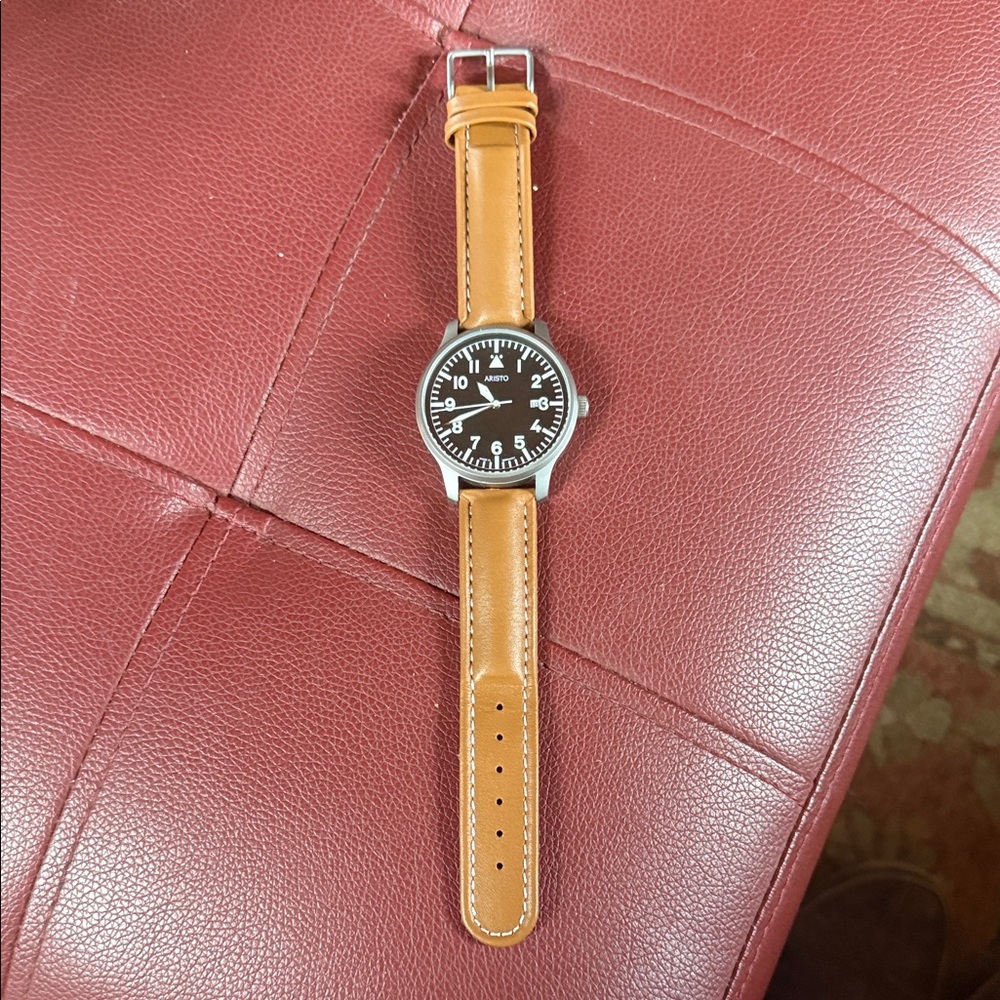 Aris Brown Leather Strap Watch